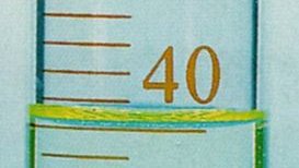 V = 40 mL (1 div = 1 mL)